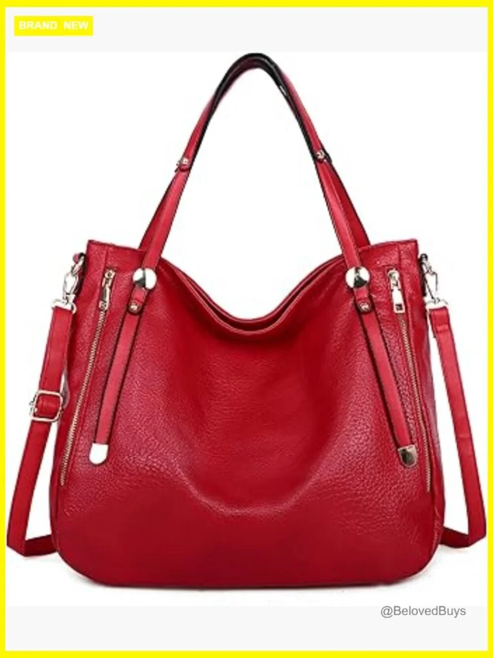 Large Hobo Handbag Vegan Leather Crossbody Tote Shoulder Bag with Pockets
